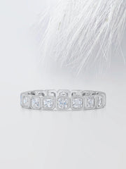 Asscher Cut Moissanite Bezel Set Eternity Diamond Wedding Band Mapple Gems